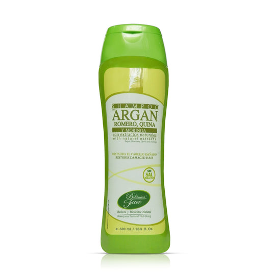 Shampoo Argan, Romero, quina y moringa x500 ml
